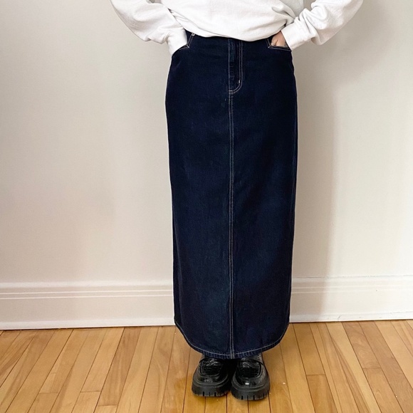 Vintage Dresses & Skirts - Vintage contrast denim maxi skirt